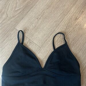 Athleta Black Ribbed Bralette